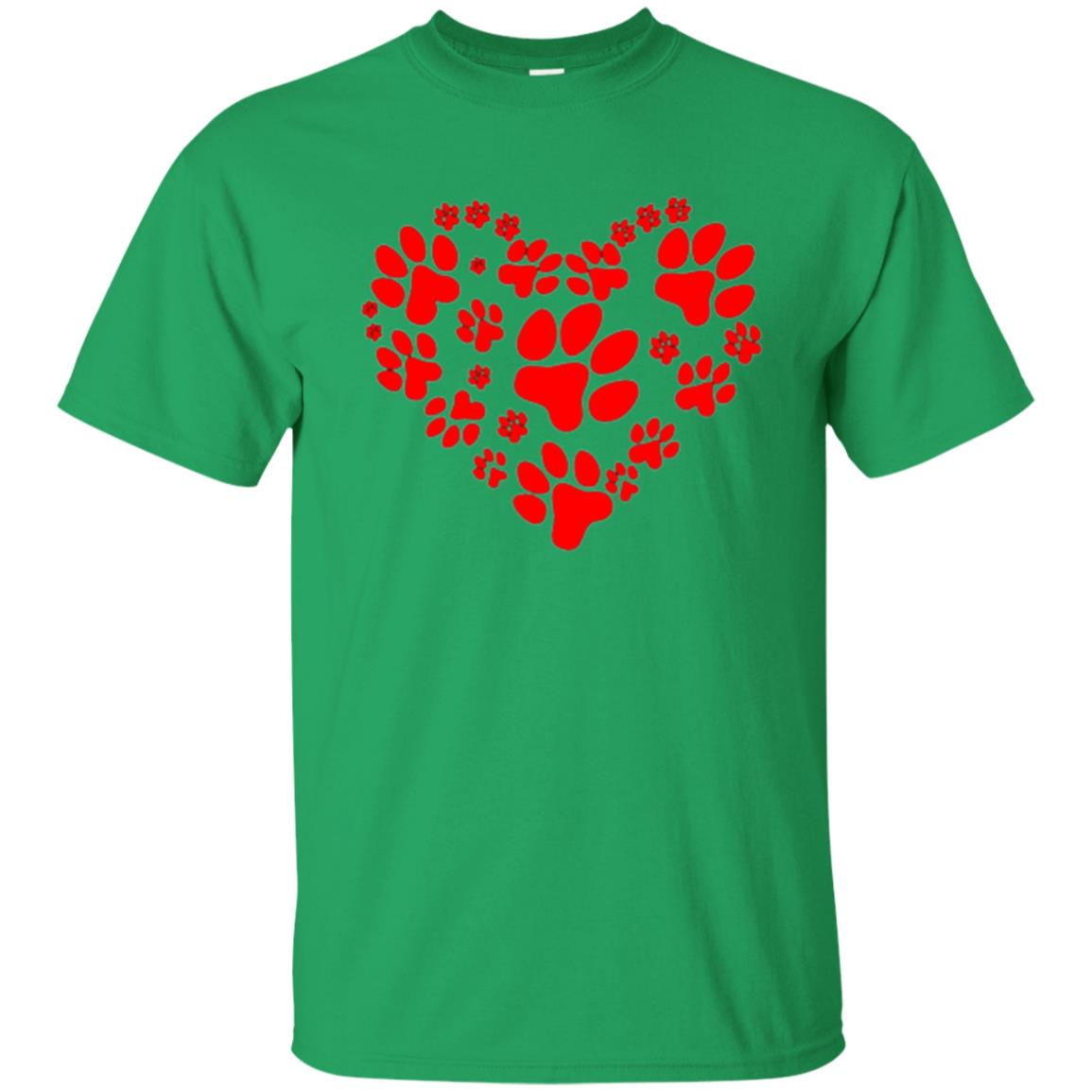 Dog Lover T-shirt Dog Paw Heart Valentine T-shirt Irish Green