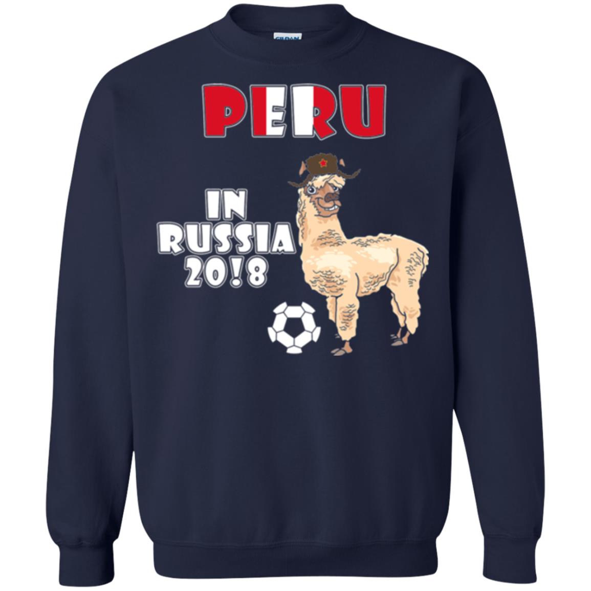 Soccer T-shirt Peru National Team Llama In Russia 2018 Cup Navy
