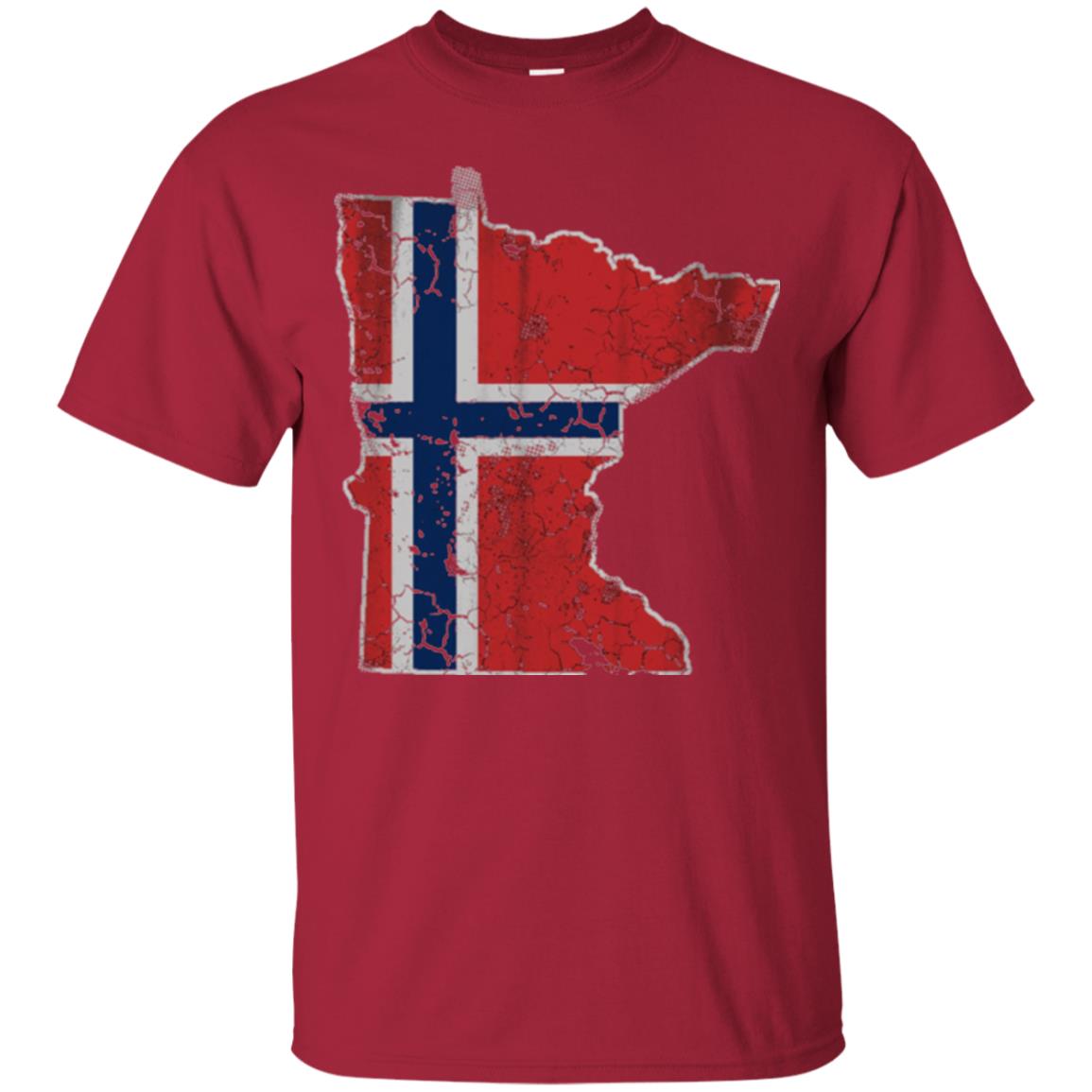 Minnesota Norwegian American Norge Norway Flag T-shirt Cardinal