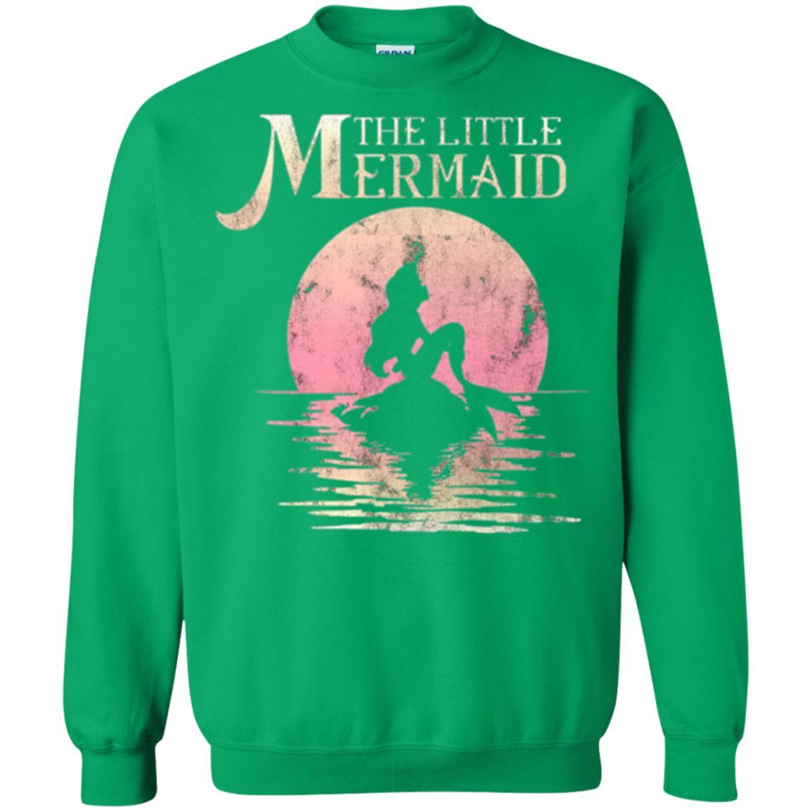 Cartoon T-shirt The Little Mermaid Ariel Rock Moon Silhouette Irish Green