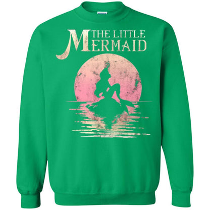 Cartoon T-shirt The Little Mermaid Ariel Rock Moon Silhouette Irish Green