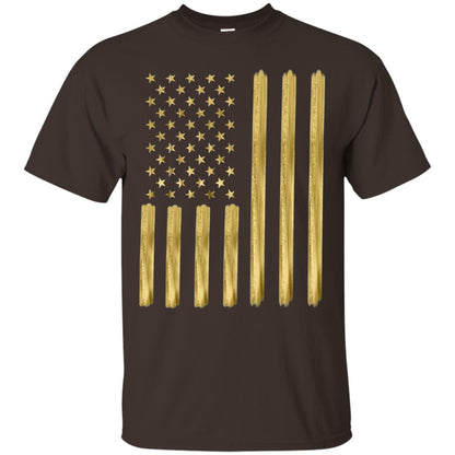 Faux Gold Paint American Flag T-shirt Dark Chocolate