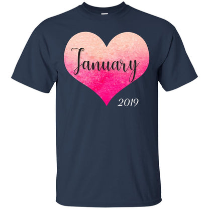 Pregnancy Reveal Announcement Party January 2019 Shirt Navy