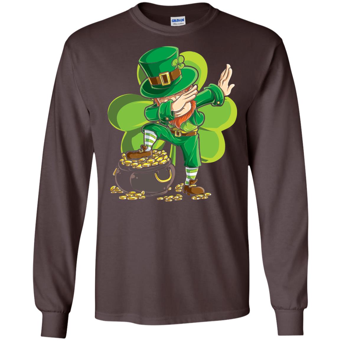 Dabbing Leprechaun St Patricks Day T-shirt Dark Chocolate