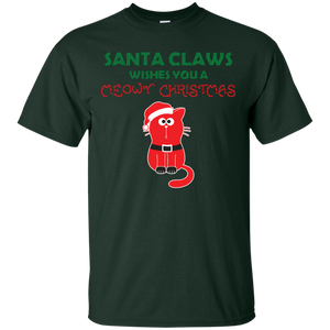 Christmas T-shirt Santa Claws Wishes You A Meowy  Christmas