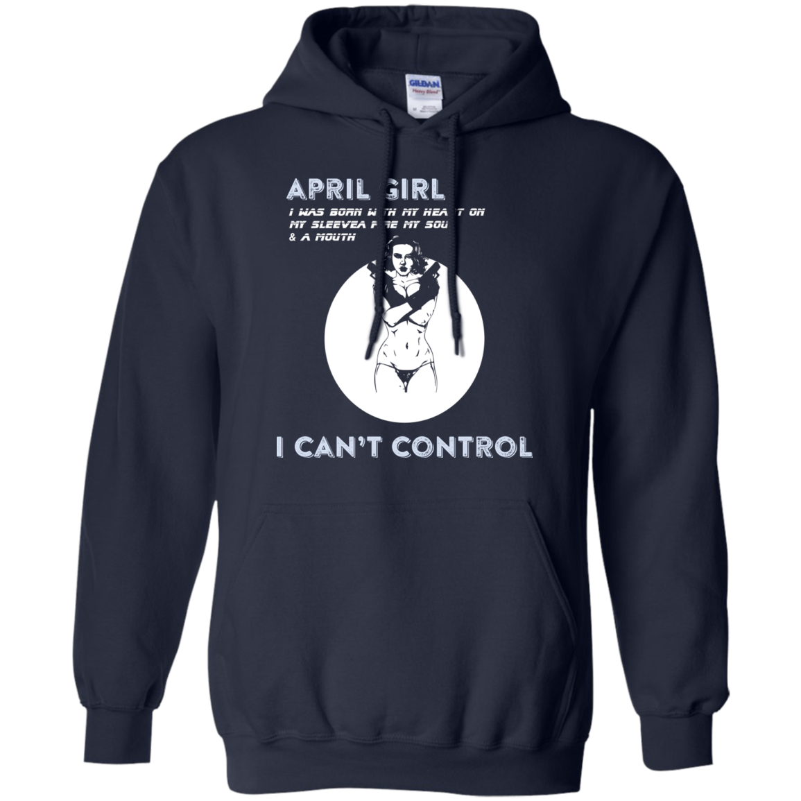 April Girl I Was Born With My Heart T-shirt Navy