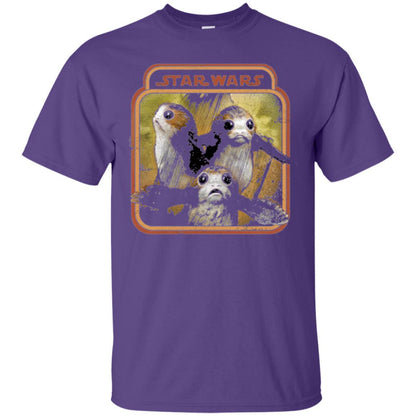 Film T-shirt Star Wars Last Jedi Porg Triplets Retro Box Graphic Purple