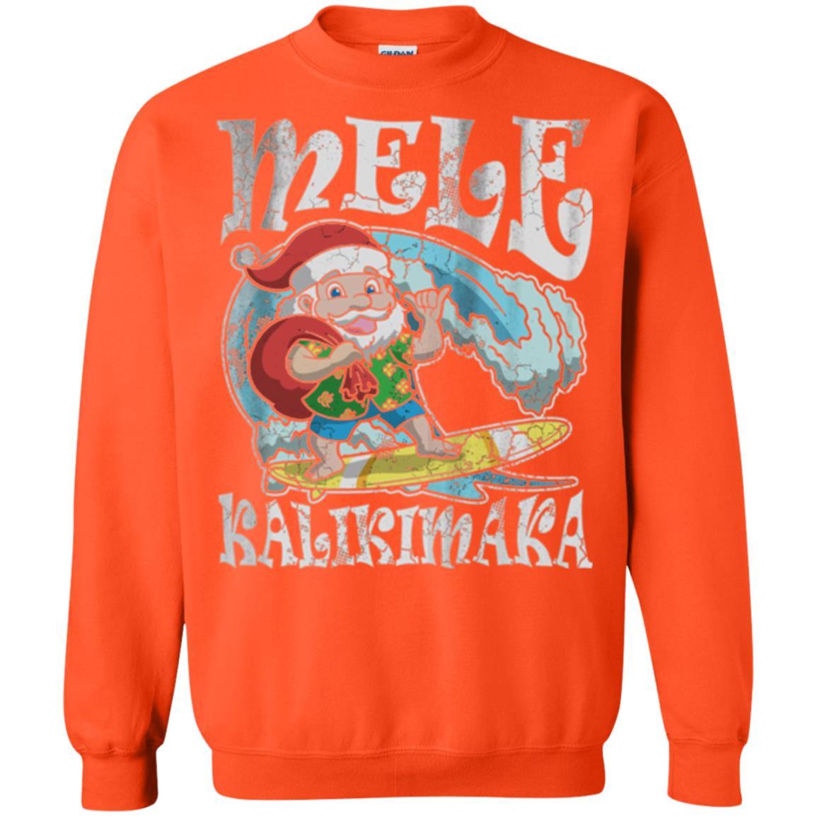 Christmas T-shirt Mele Kalikimaka Santa Hawaii Orange