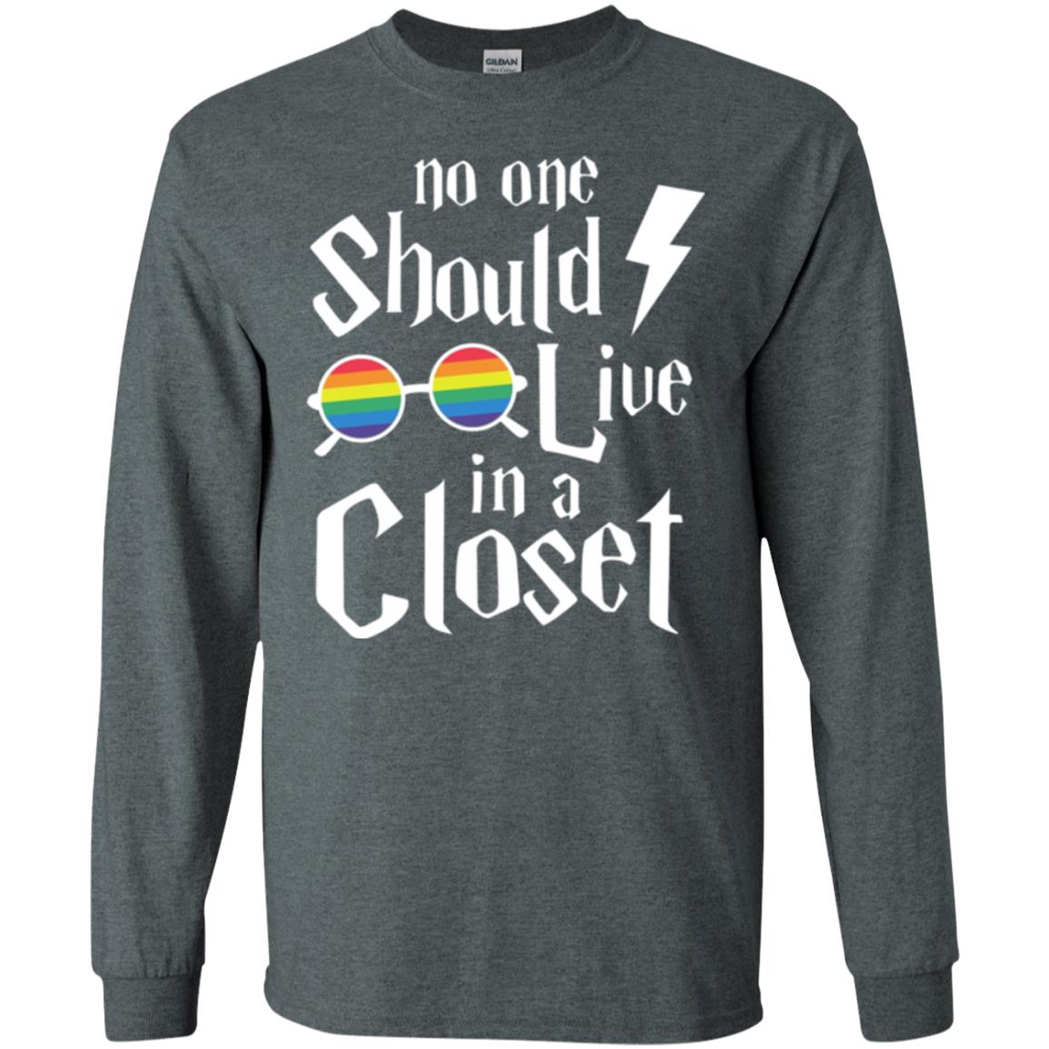 Lgbt T-shirt No One Should Live In A Closet Dark Heather
