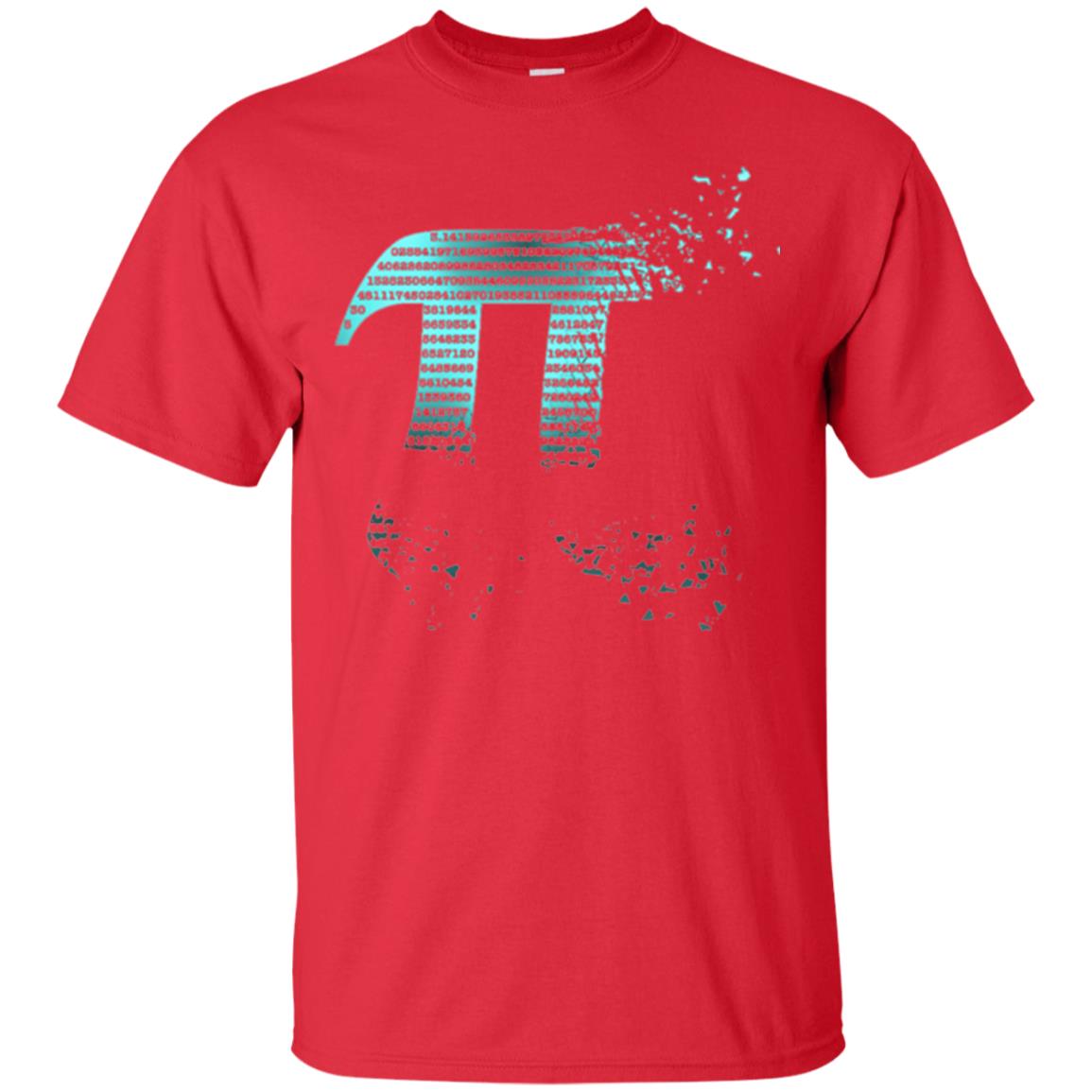 Pi Shattered Teal Designer Pi Day T-shirt Red