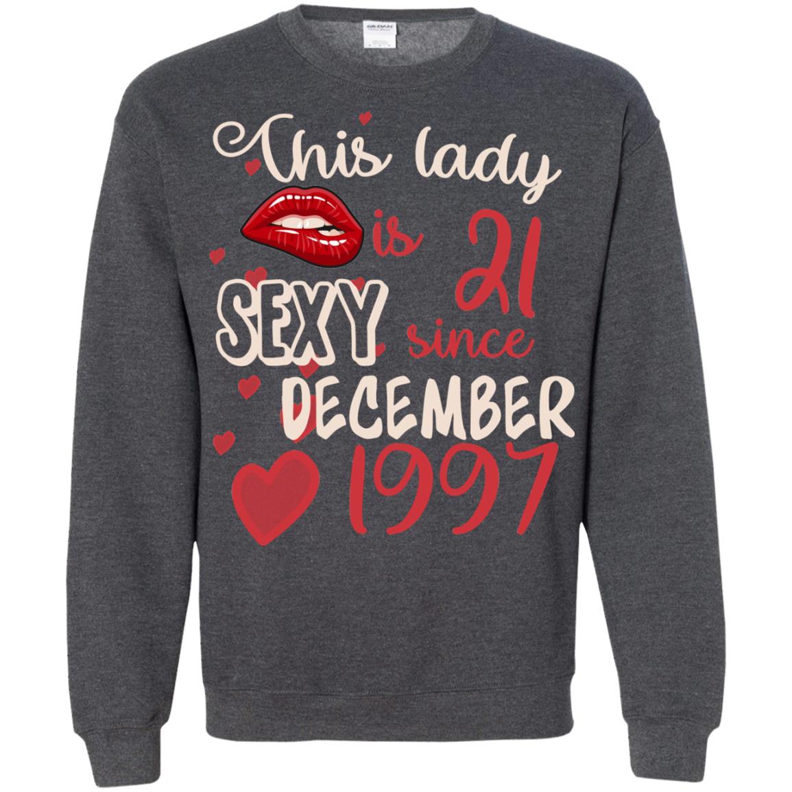 This Lady Is 21 Sexy Since December 1997 21st Birthday Shirt For December Womens Dark Heather