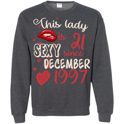 This Lady Is 21 Sexy Since December 1997 21st Birthday Shirt For December Womens Dark Heather