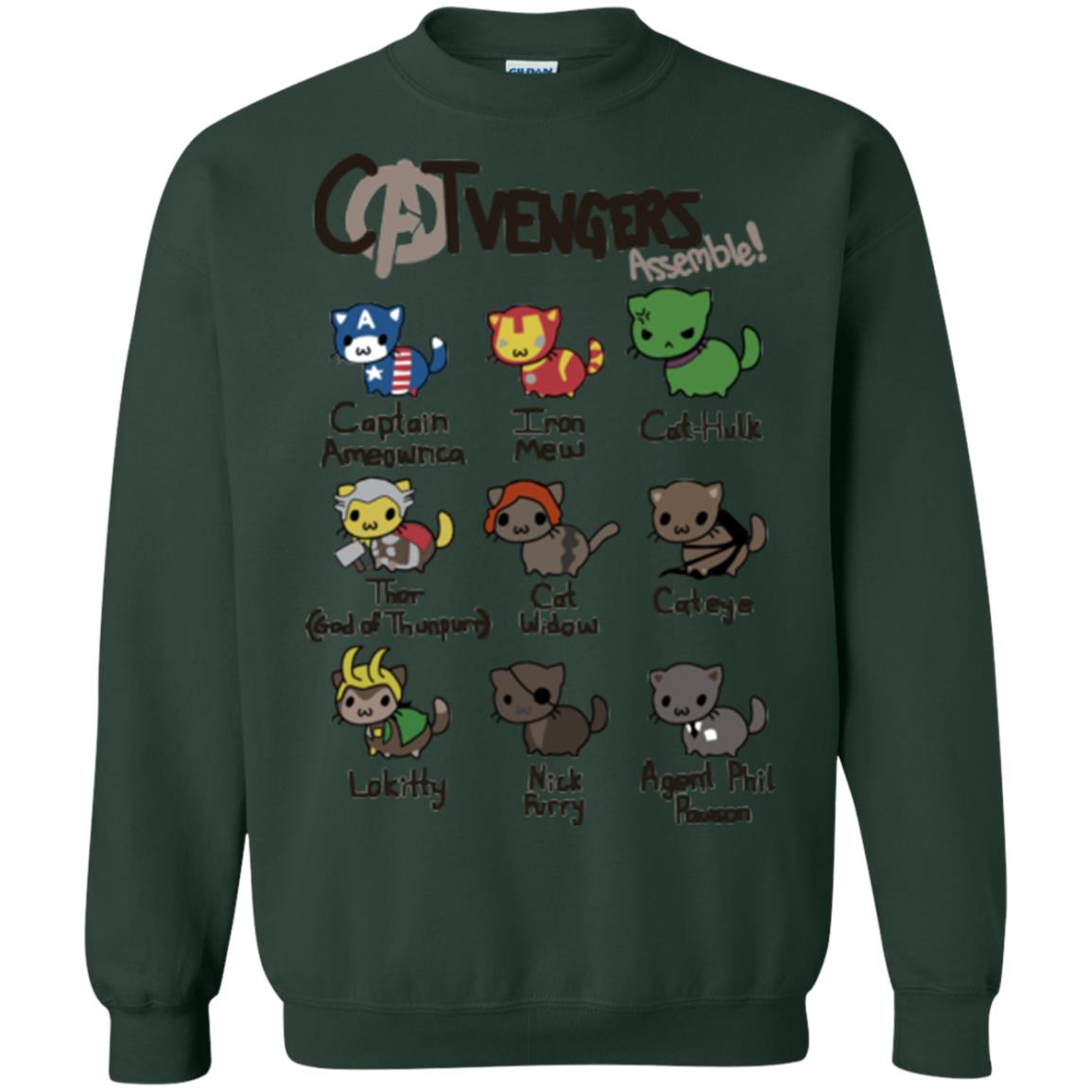 Catvengers Cat Lover Shirt Forest Green