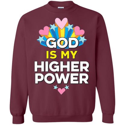Funny Christian T-shirt God Is My Higher Power Hearts Stars Maroon