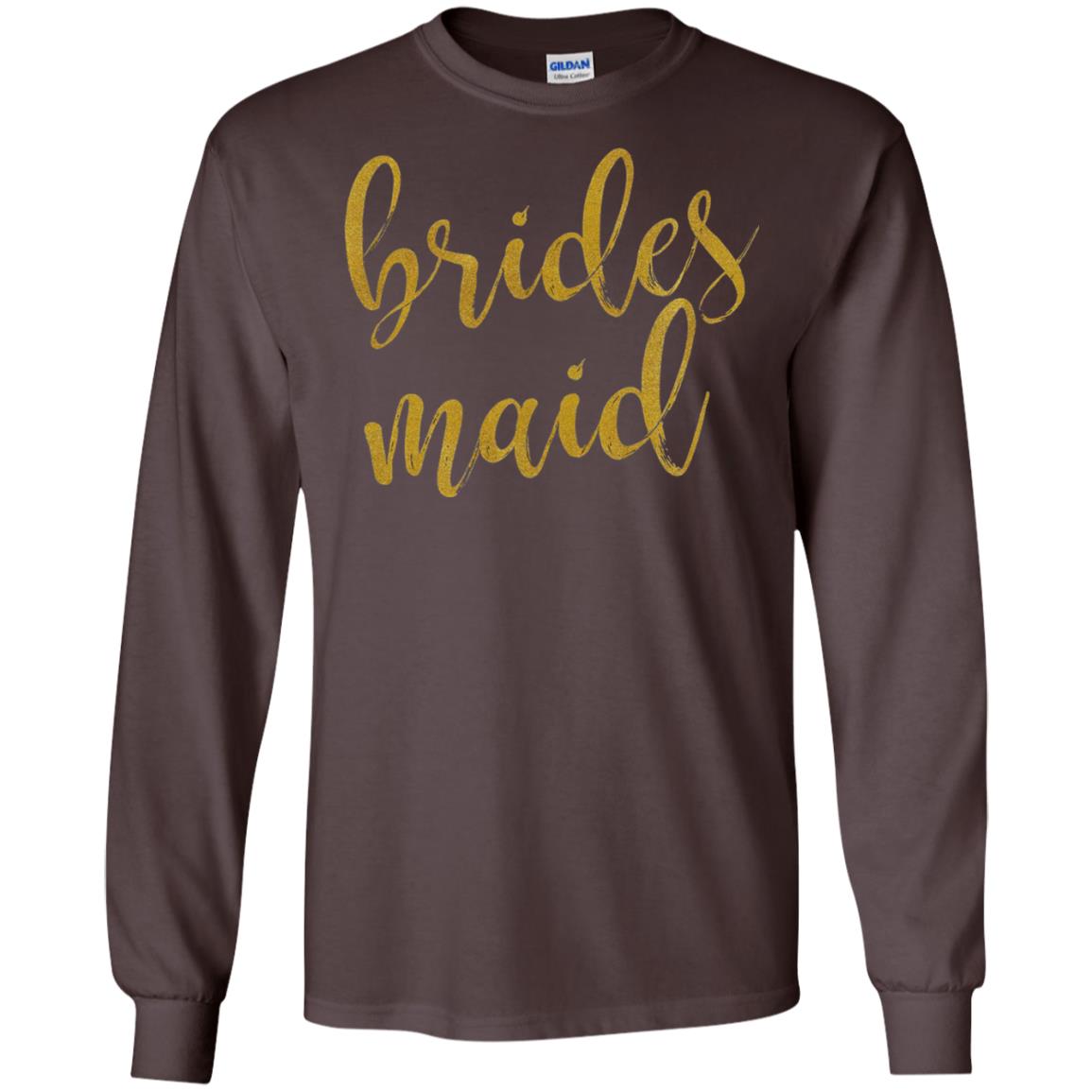 Bridesmaid Gold Glitter Bridal Shower T-shirt Dark Chocolate