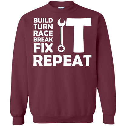 Build Turn Race Break Fix Repeat Racing Shirt Maroon
