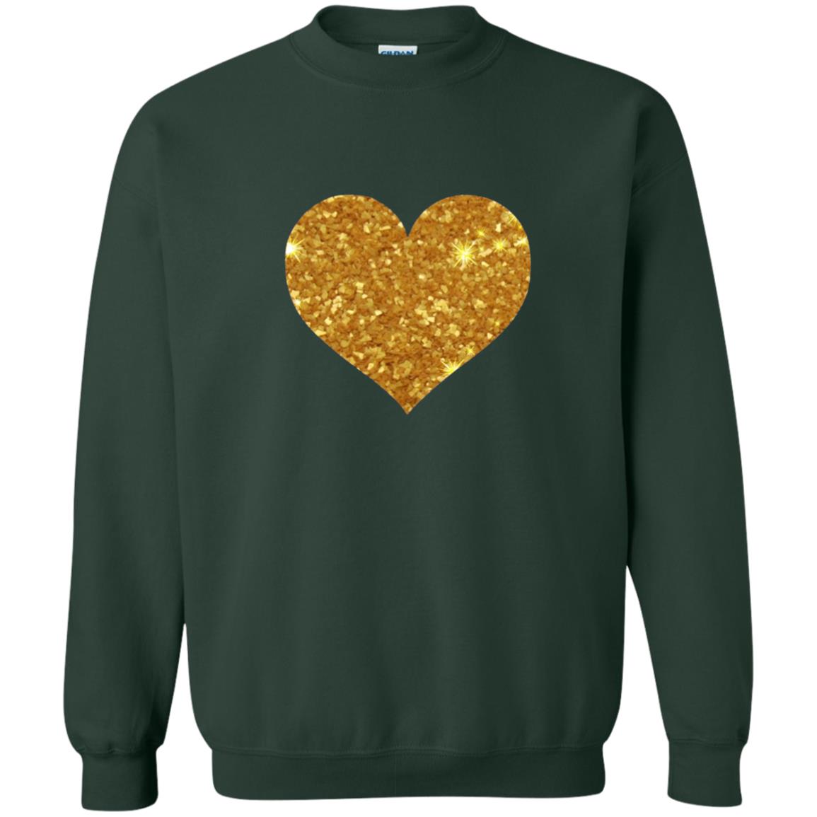 Valentine_s Day T-shirt Gold Heart Forest Green