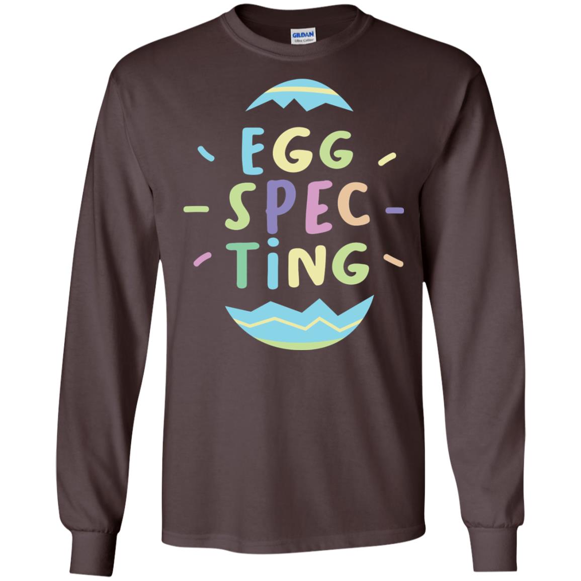 Eggspecting Funny Pregnancy Pregnant Easter Shirt Dark Chocolate