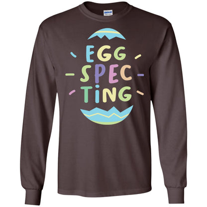 Eggspecting Funny Pregnancy Pregnant Easter Shirt Dark Chocolate