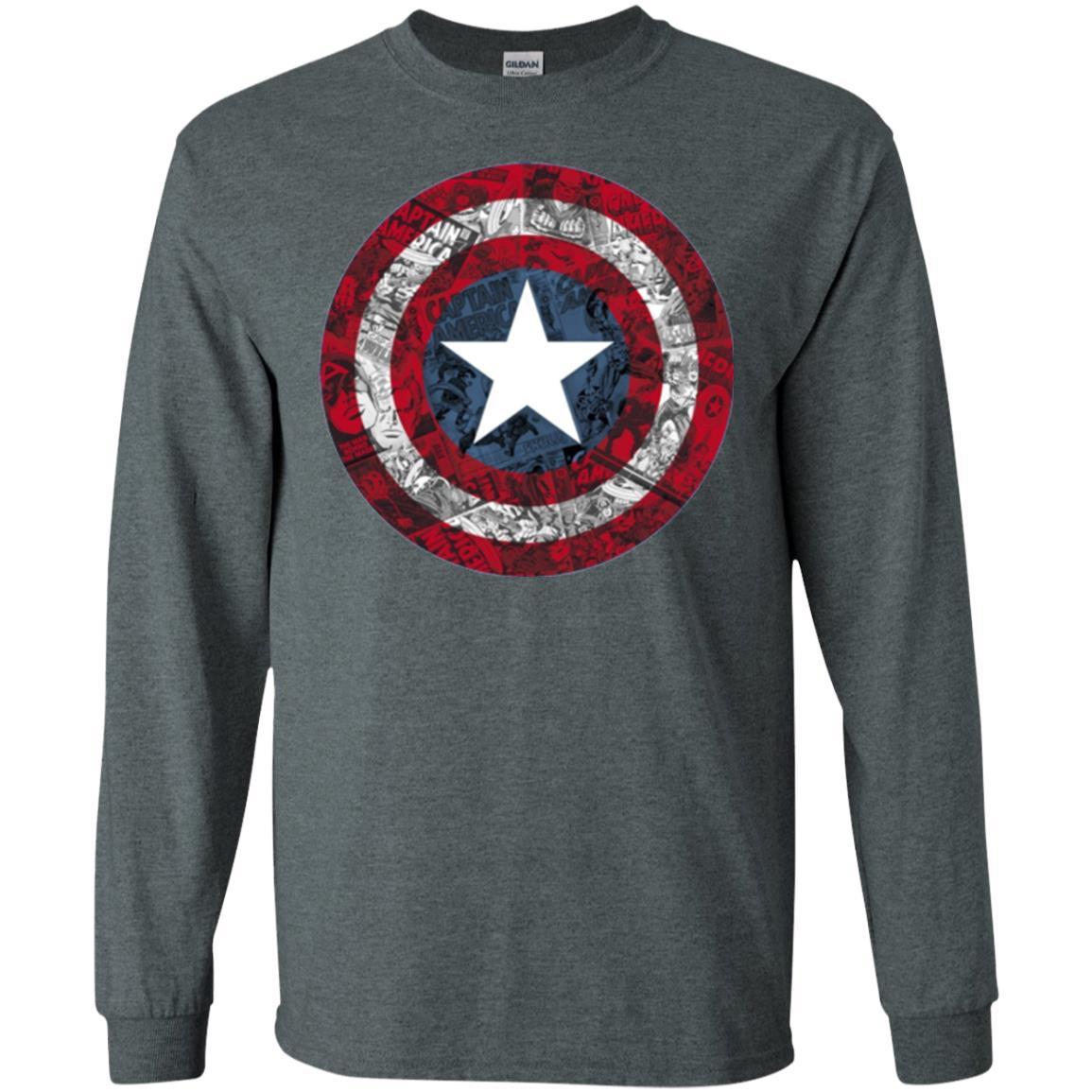Film T-shirt Captain America Avengers Shield Comic Graphic Dark Heather