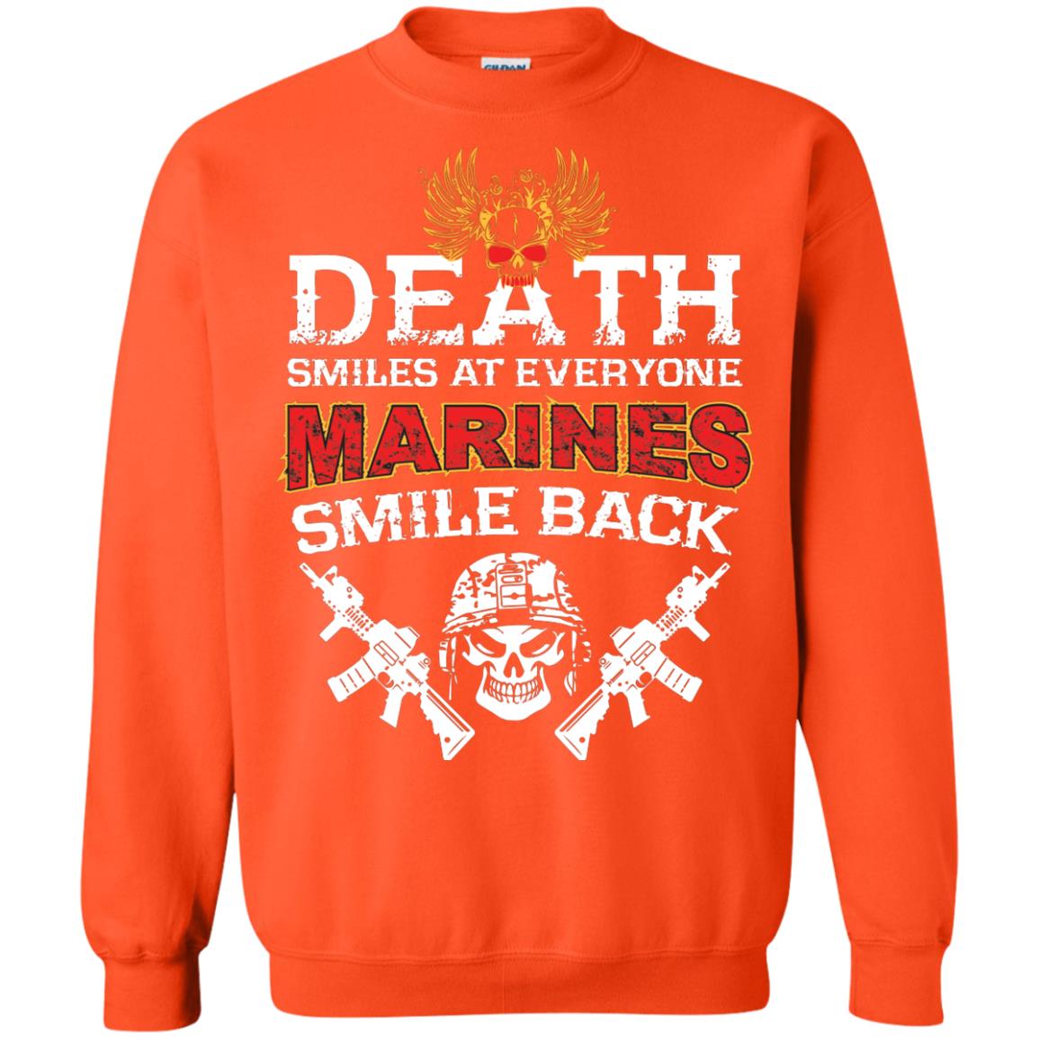 Death Smiles At Everyone Marines Smile Back Shirt Orange