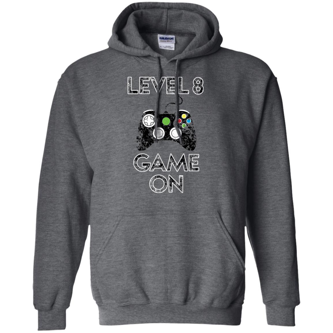 Level 8 Game On 8th Birthday Gift T-shirt Dark Heather