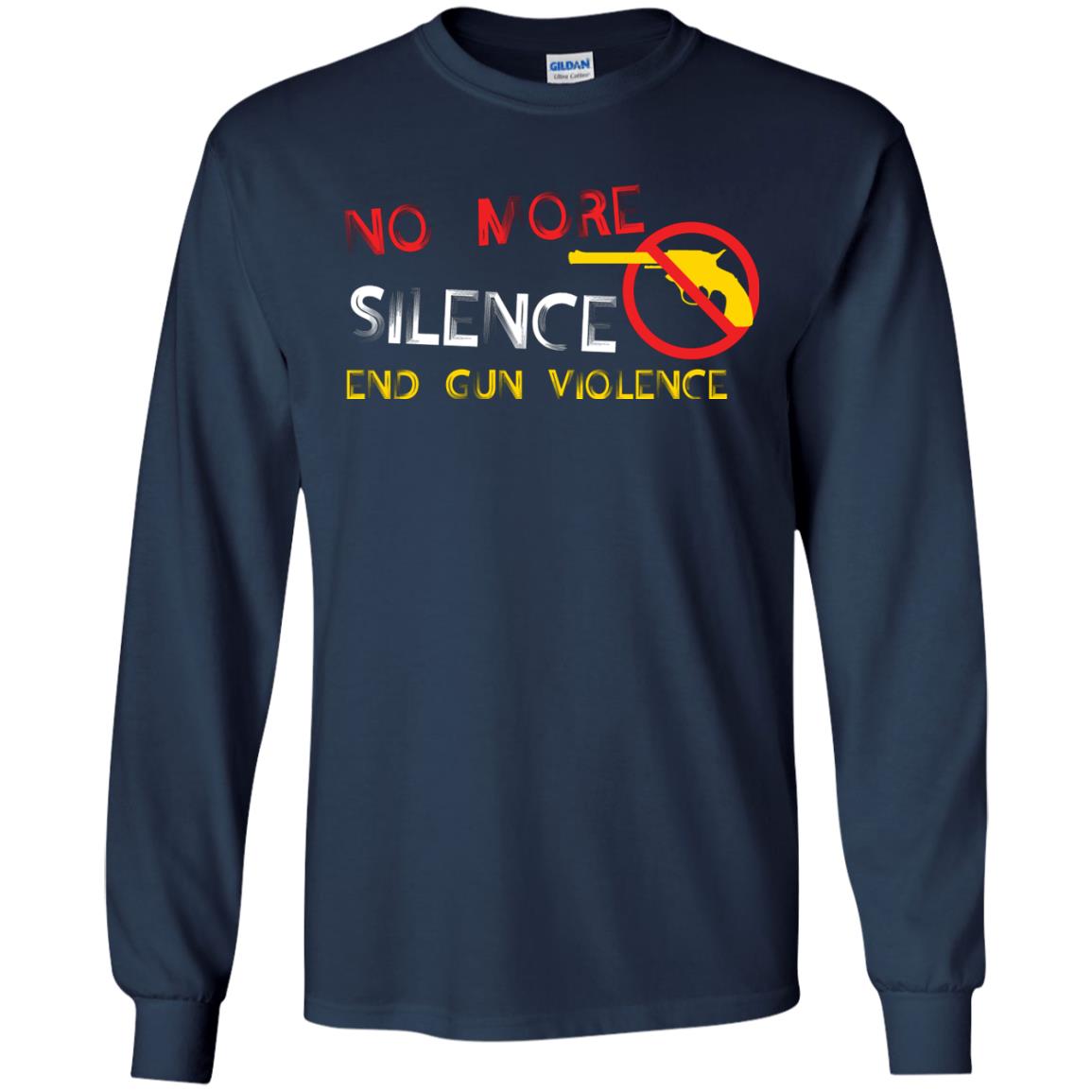 Anti Gun T-shirt No More Silence End Gun Violence Navy