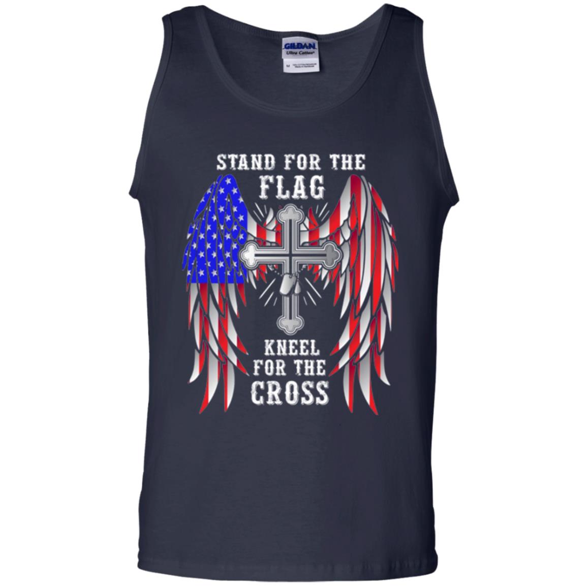 Christian T-shirt Stand For The Flag Kneel For The Cross Navy