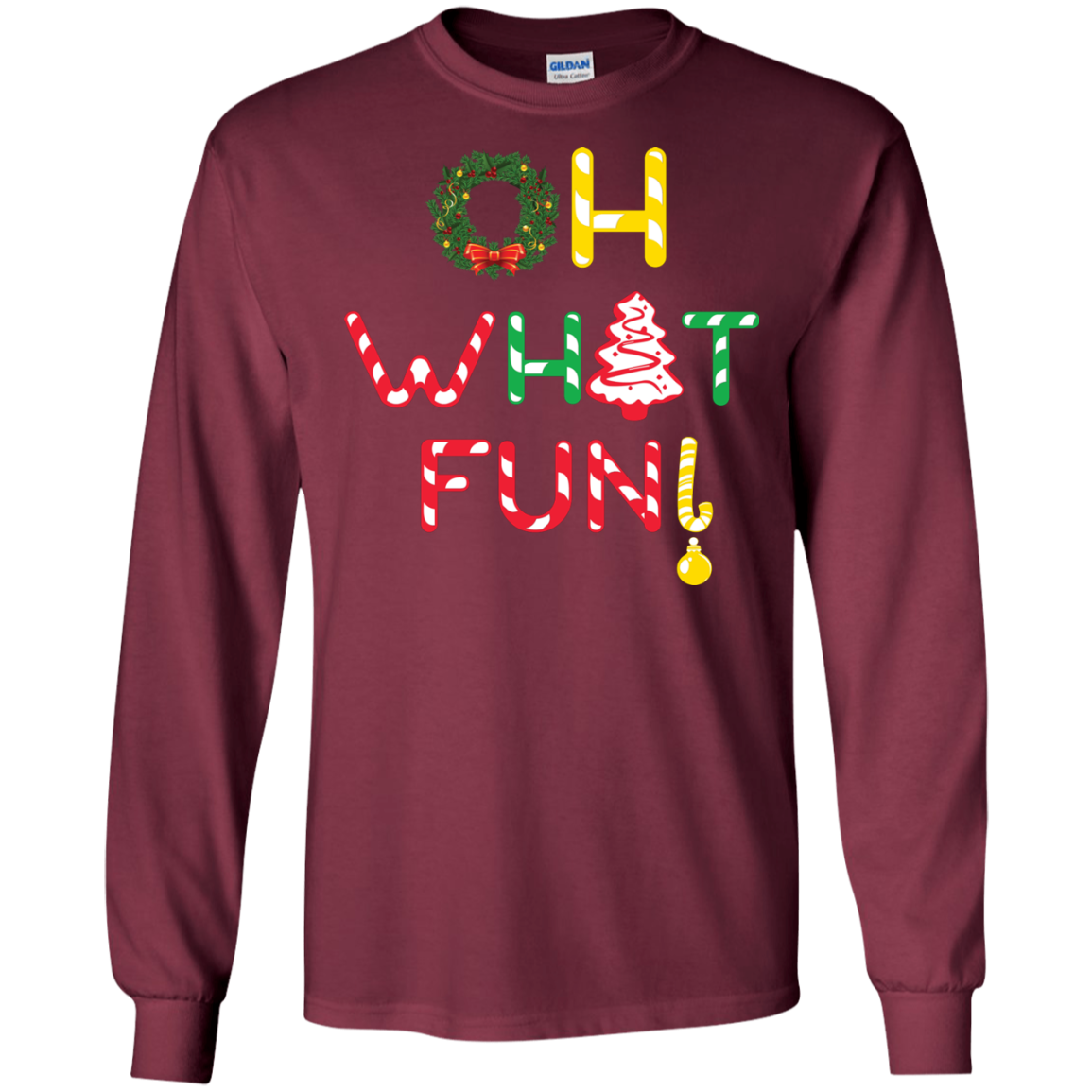 Christmas T-shirt Oh What Fun Maroon