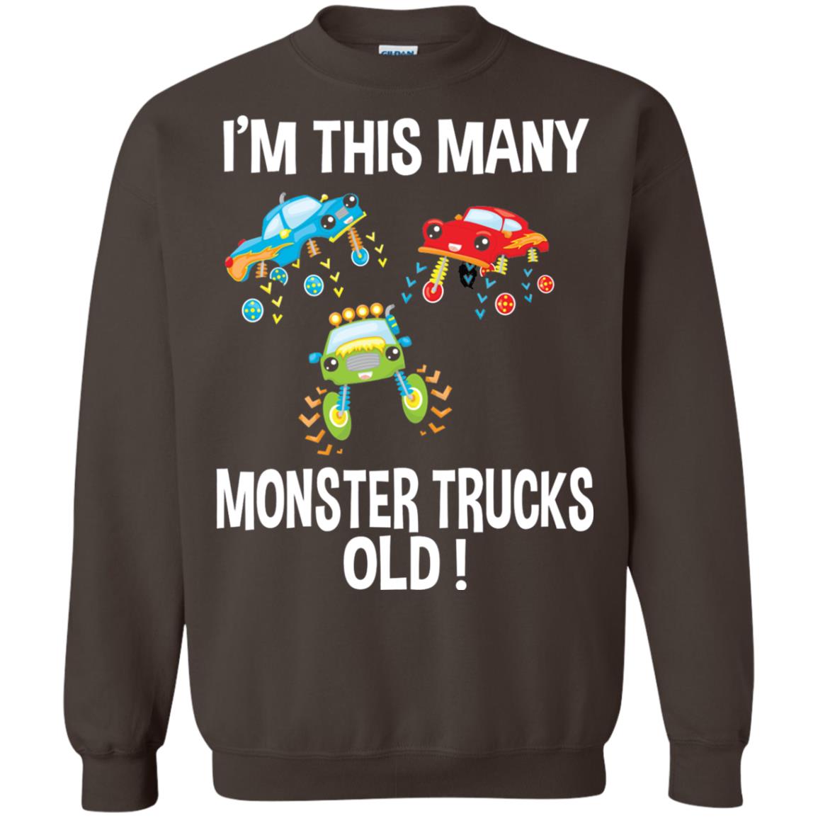Birthday 3th Shirt Im This Many Monster Trucks Old Dark Chocolate