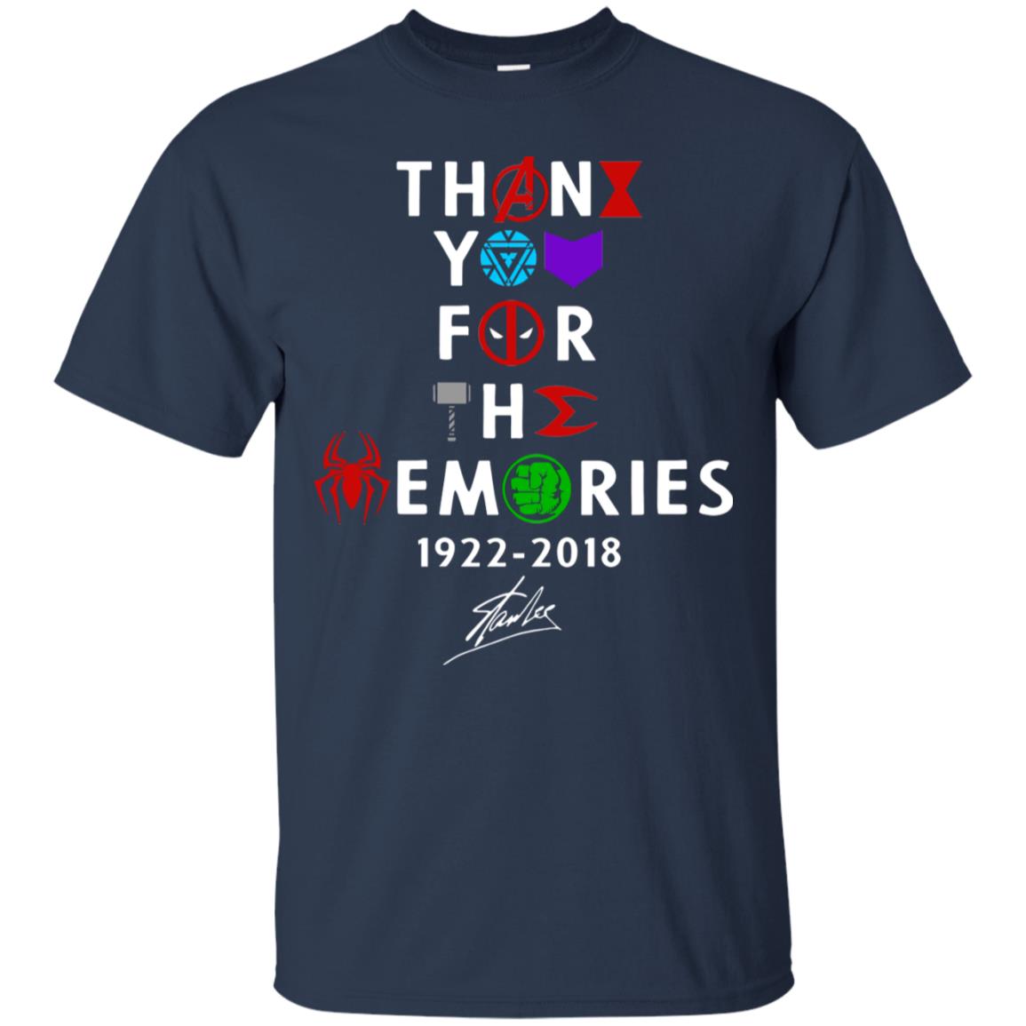 Thank You For The Memories Stan Lee Movie Hero Fan Shirt Navy