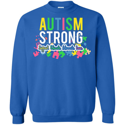 Autism Strong Support Educate Advocate Love Autism Awearness T-shirt Royal
