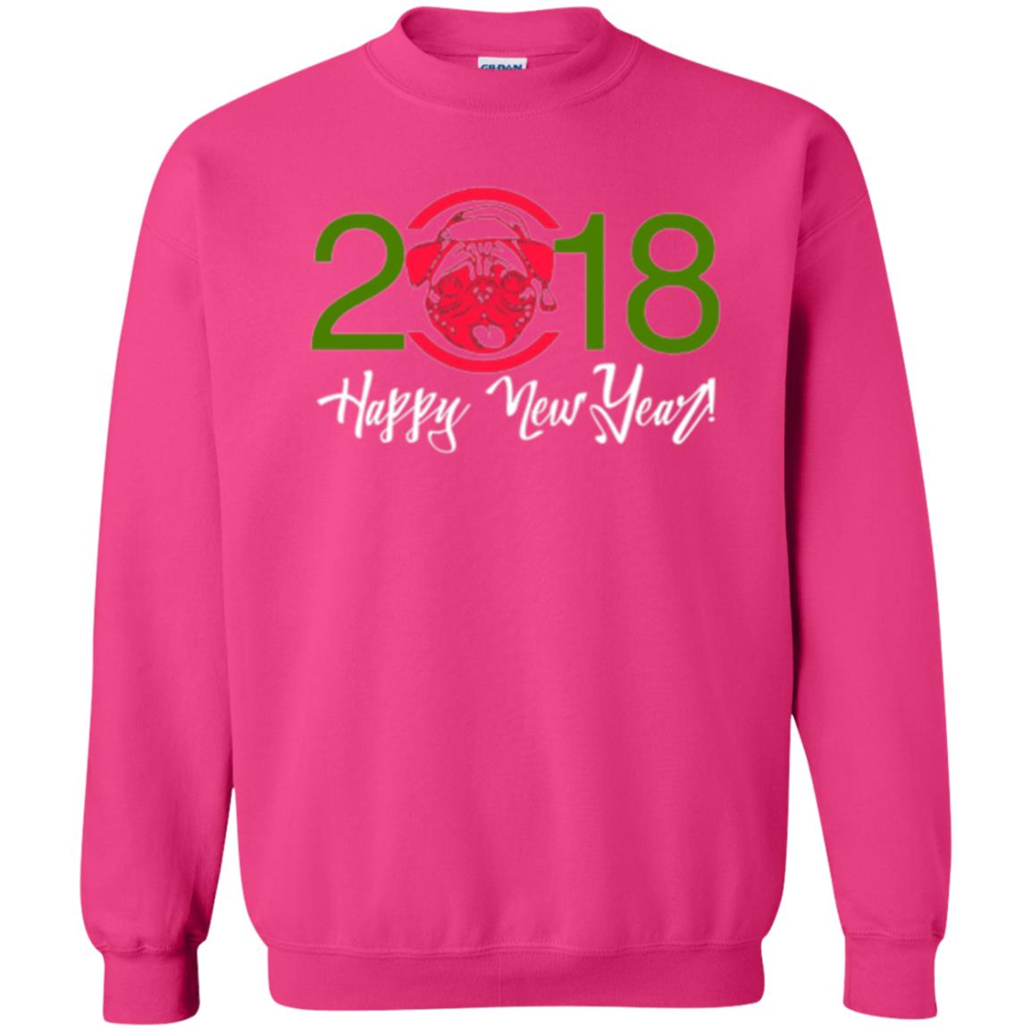 Dog Lovers T-shirt Happy New Year 2018 Heliconia