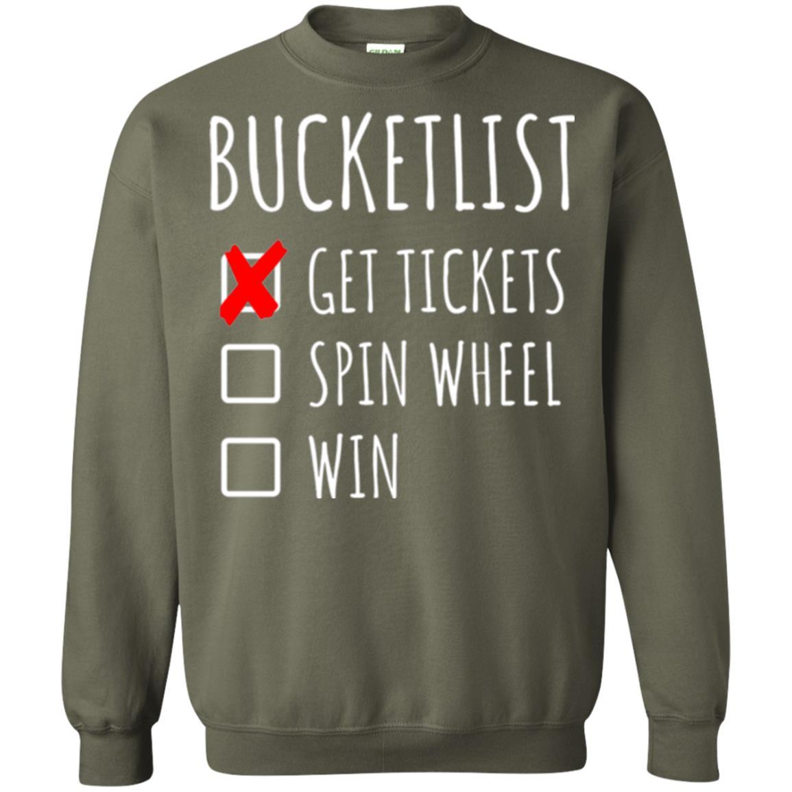 Game Show T-shirt Bucket List Spin Wheel Win Military Green