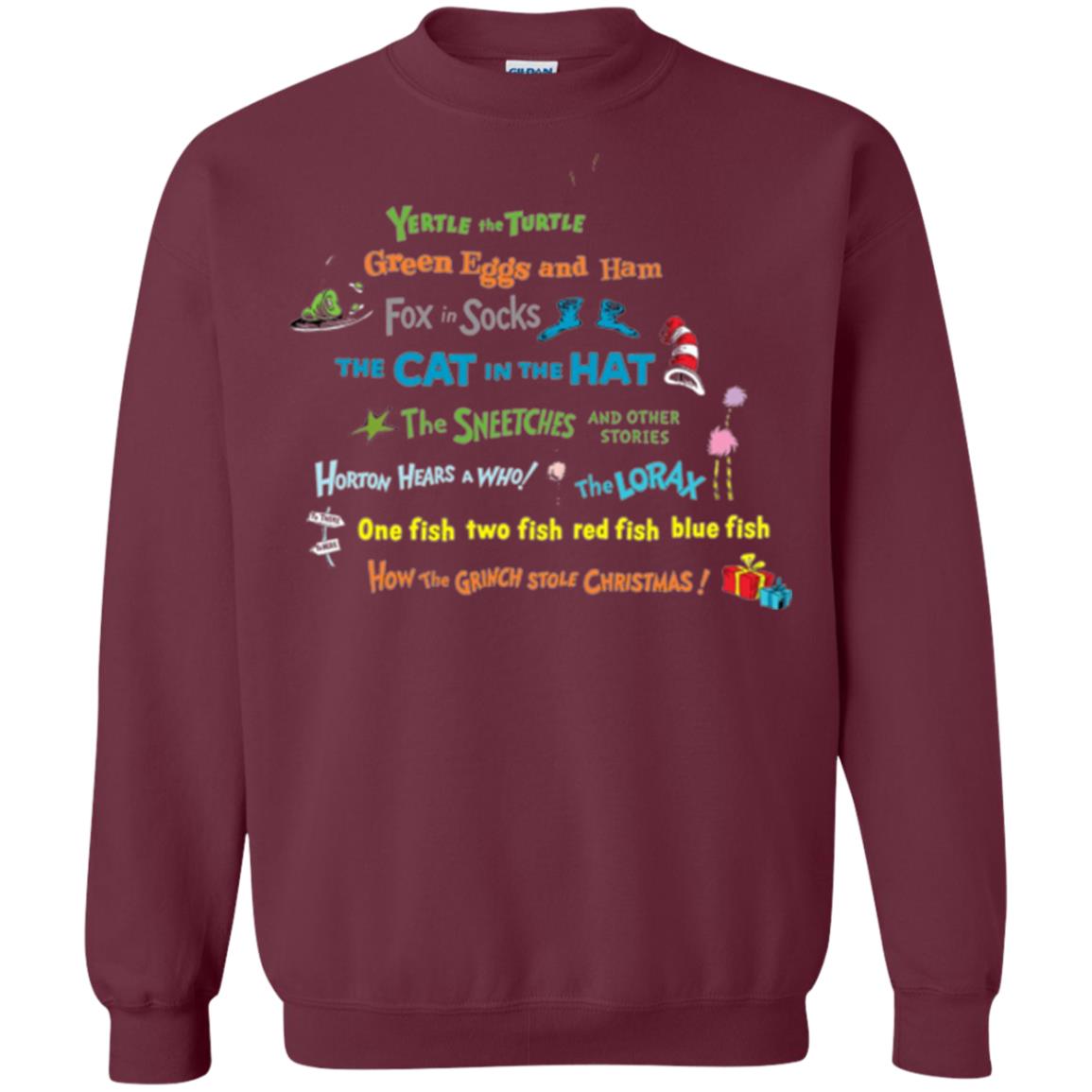 Dr. Seuss Book Title National Wear Red Day T-shirt Maroon