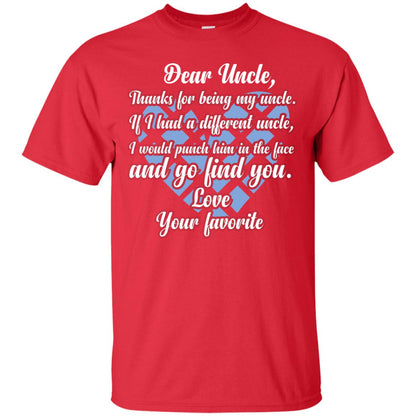 Dear Unclethank For Being My Uncle Family T-shirt Red