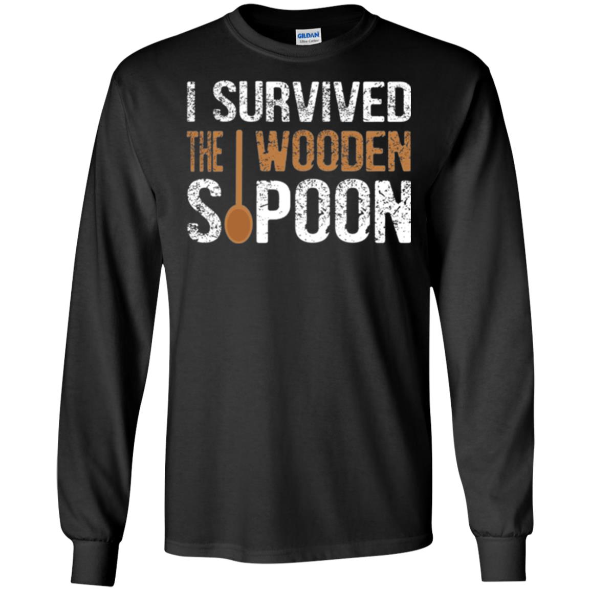 Spoon T-shirt I Survived The Wooden Spoon Black