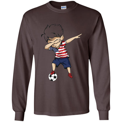 Dabbing Soccer Boy United States Jersey Shirt Usa Football Dark Chocolate