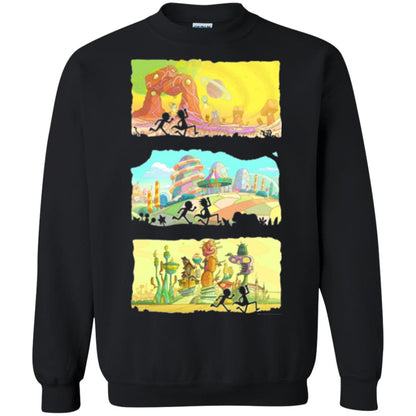 Movie T-shirt Running Silhouettes On Alien Land Black