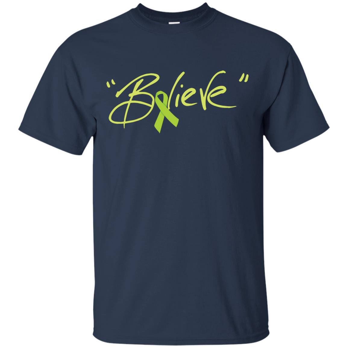 Lymphoma Symptoms Awareness Shirt Lime Ribbon Believe Navy