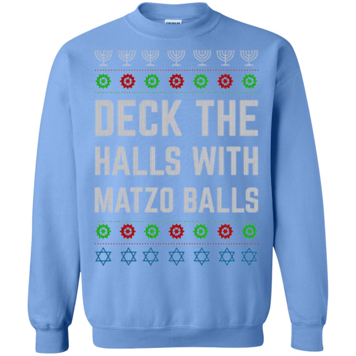 Christmas T-shirt Deck The Halls With Matzo Balls Carolina Blue