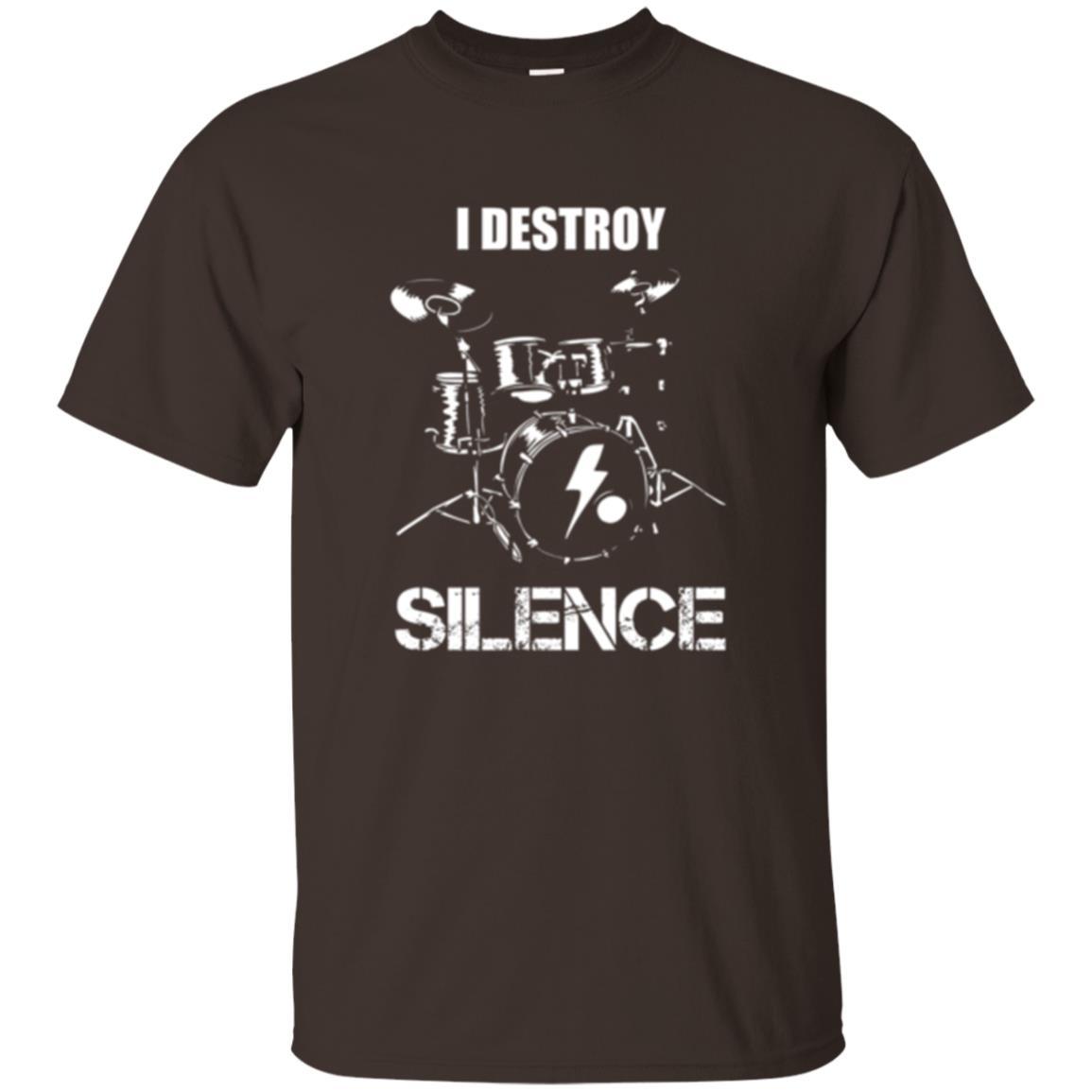 Drummer T-shirt I Destroy Silence Dark Chocolate