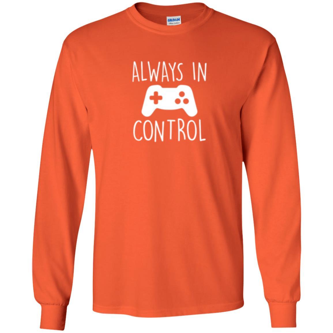 Gamer T-shirt Always In Control Video Game Orange