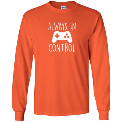 Gamer T-shirt Always In Control Video Game Orange