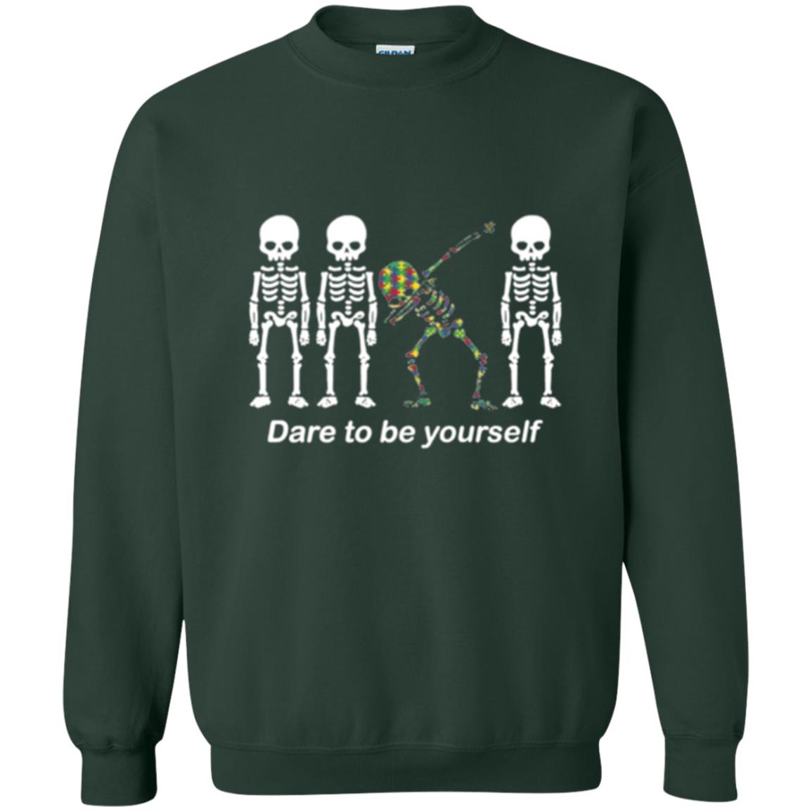 Dabbing T-shirt Dabbing Skeleton Dare To Be Yourself Forest Green
