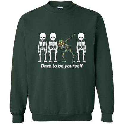 Dabbing T-shirt Dabbing Skeleton Dare To Be Yourself Forest Green