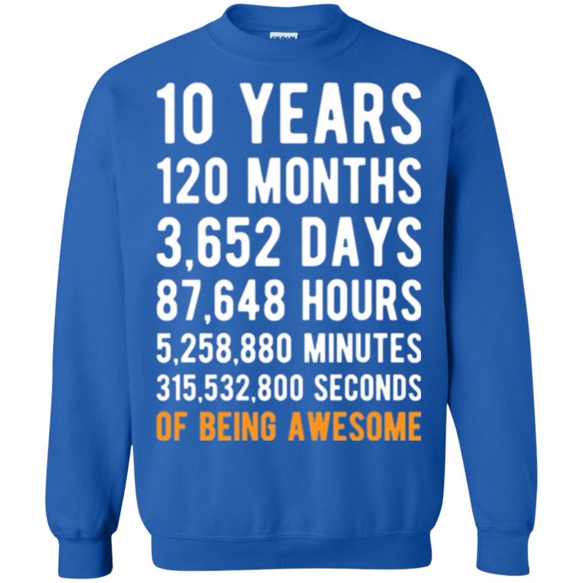 Birthday T-shirt 10 Years Old Of Being Awesome Royal