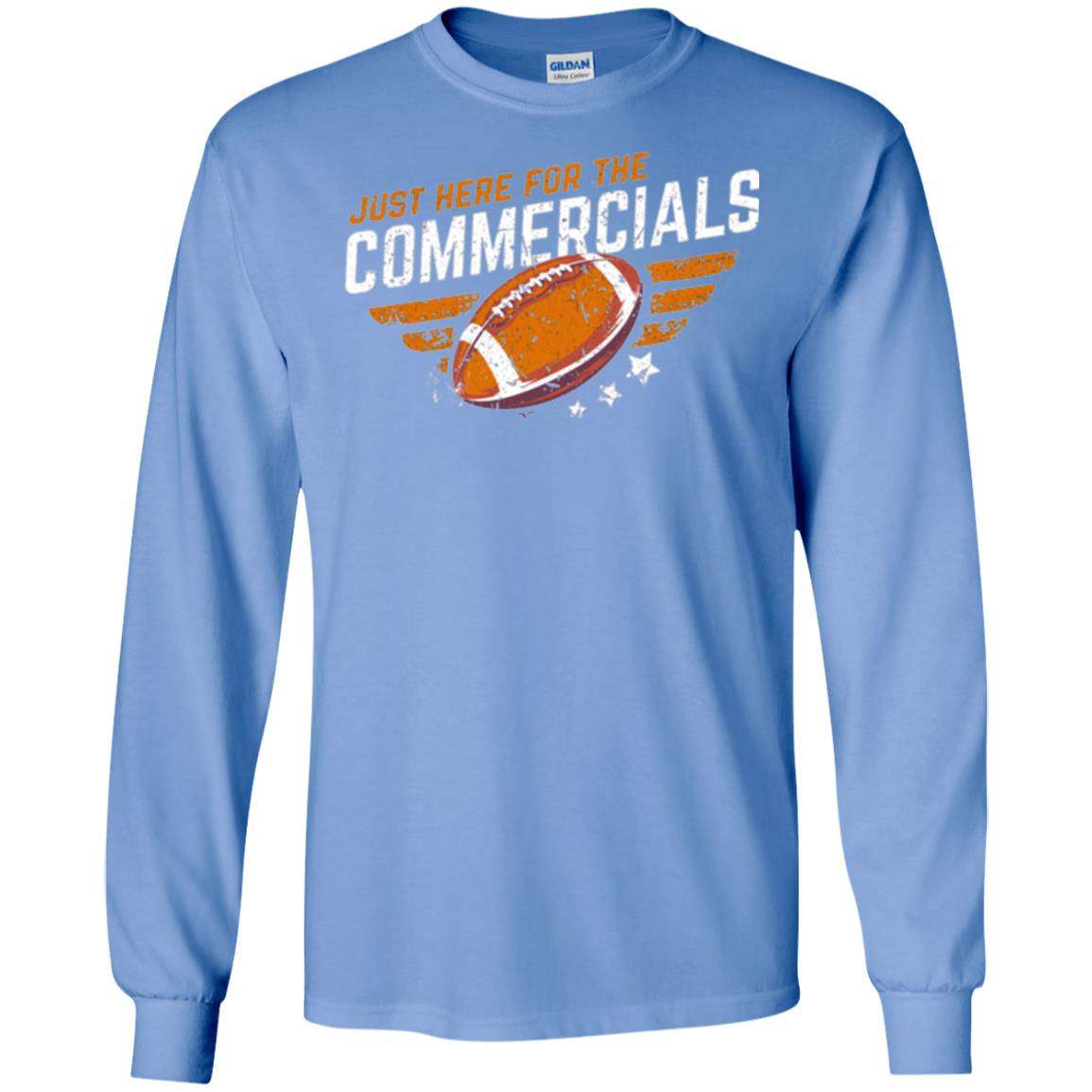 Football Lover T-shirt Just Here For The Commercials Carolina Blue