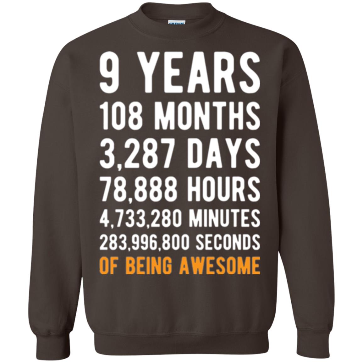 9th Birthday T-shirt 9 Years Old Being Awesome Dark Chocolate