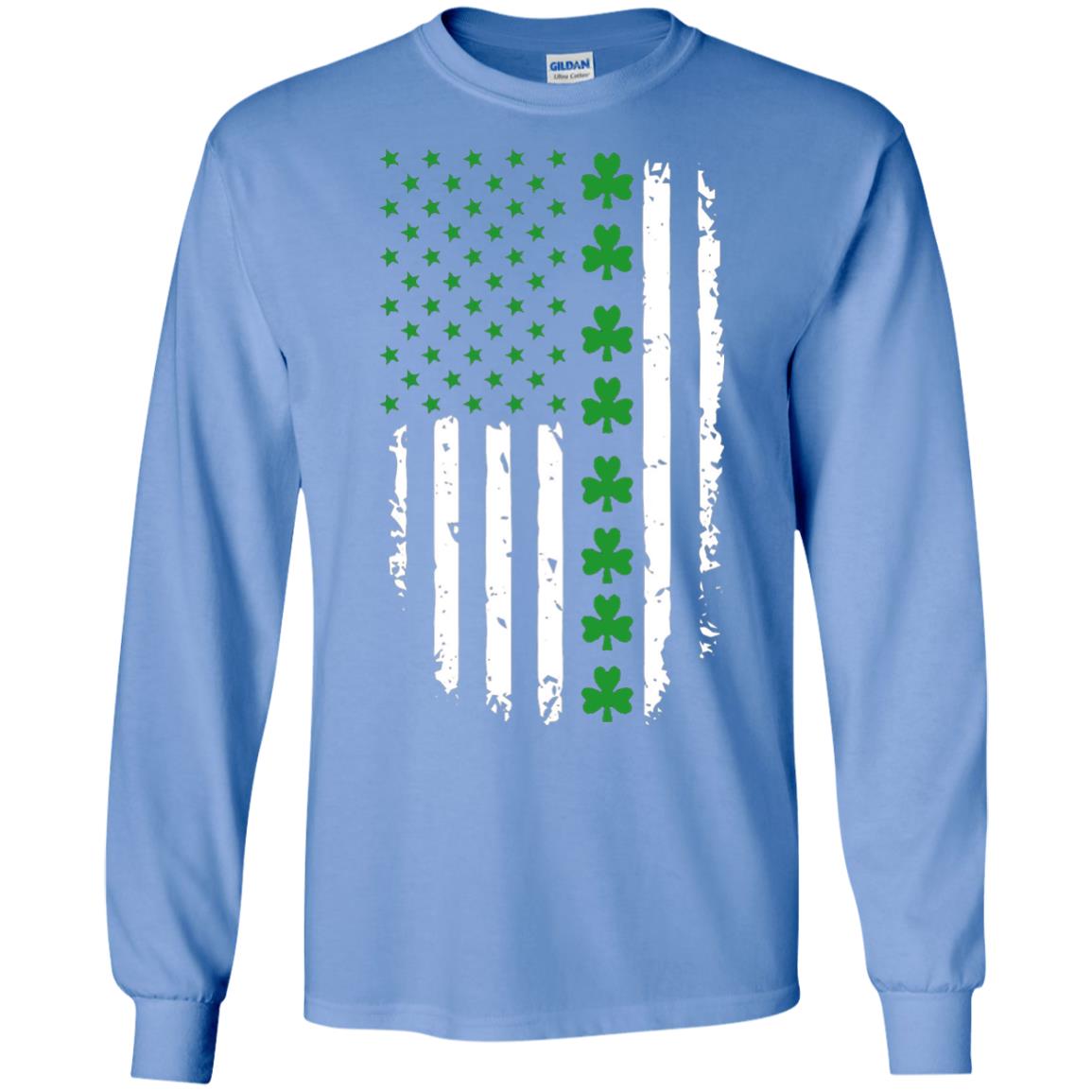 St. Patrick's Day T-shirt Irish American Flag T-shirt Carolina Blue